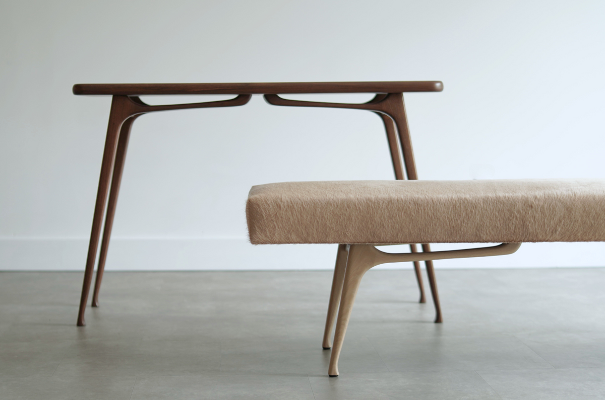 ICO Console Table — Dark Walnut Floor Sample | Ready to Ship