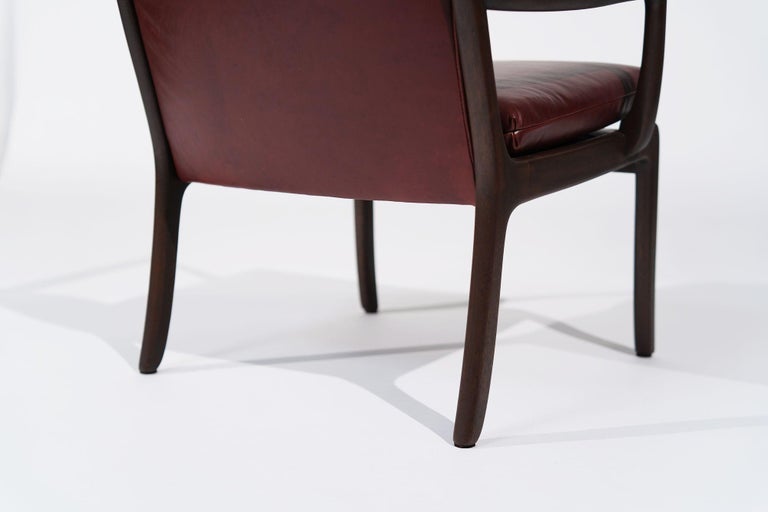 Set of Lounge Chairs by Ole Wanscher in Sangria Leather, Denmark, C. 1960s