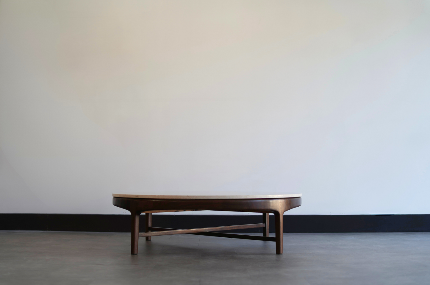 Travertine and Walnut Coffee Table by Erwin Lambeth, C. 1950s