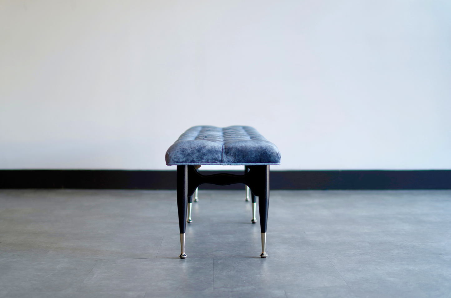 Sculptural MCM Ebonized Mahogany Bench, C. 1950s
