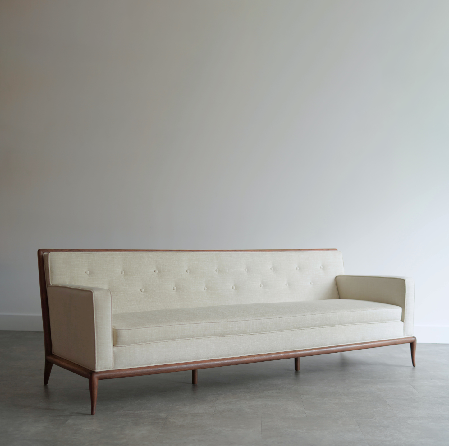 T.H. Robsjohn-Gibbings Walnut Framework Sofa, C. 1950s