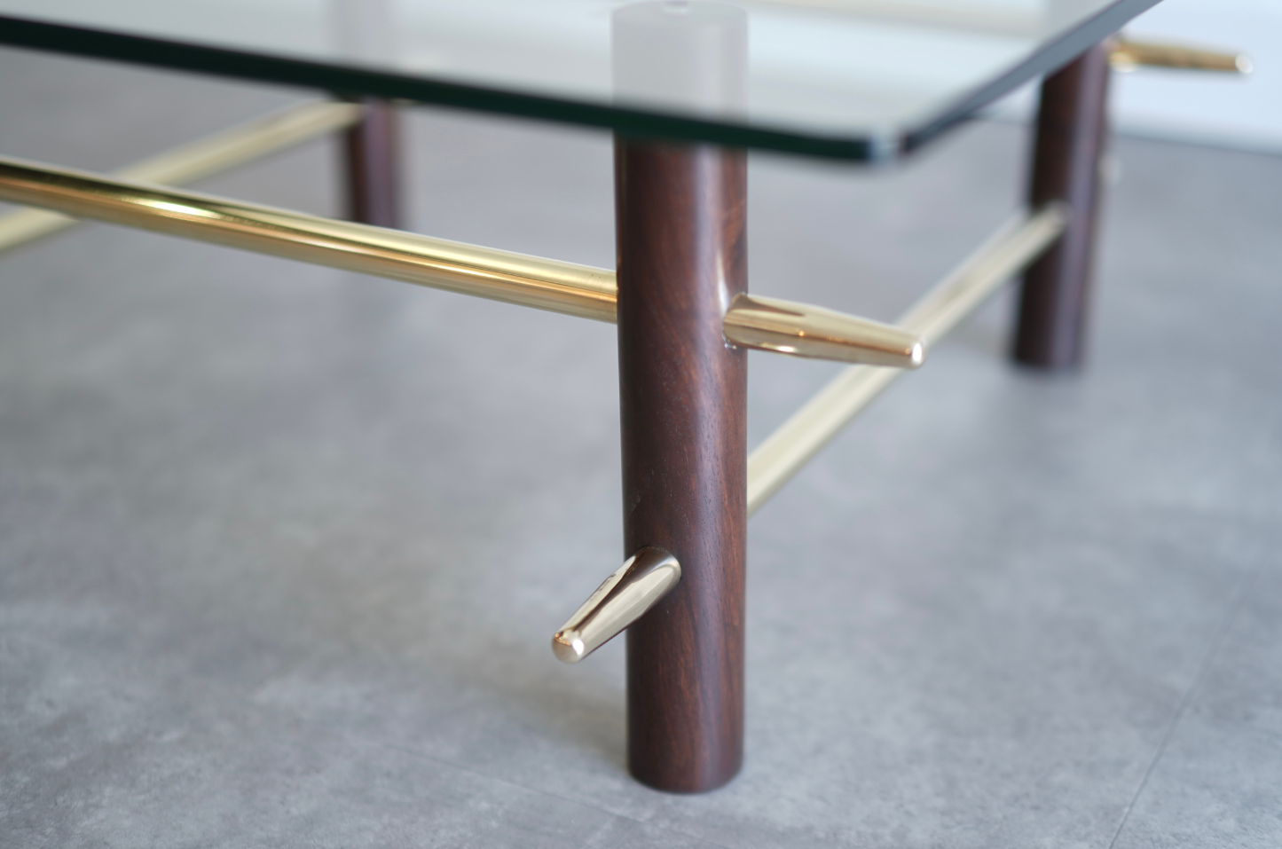 Vintage Mahogany and Brass Coffee Table, C. 1950s