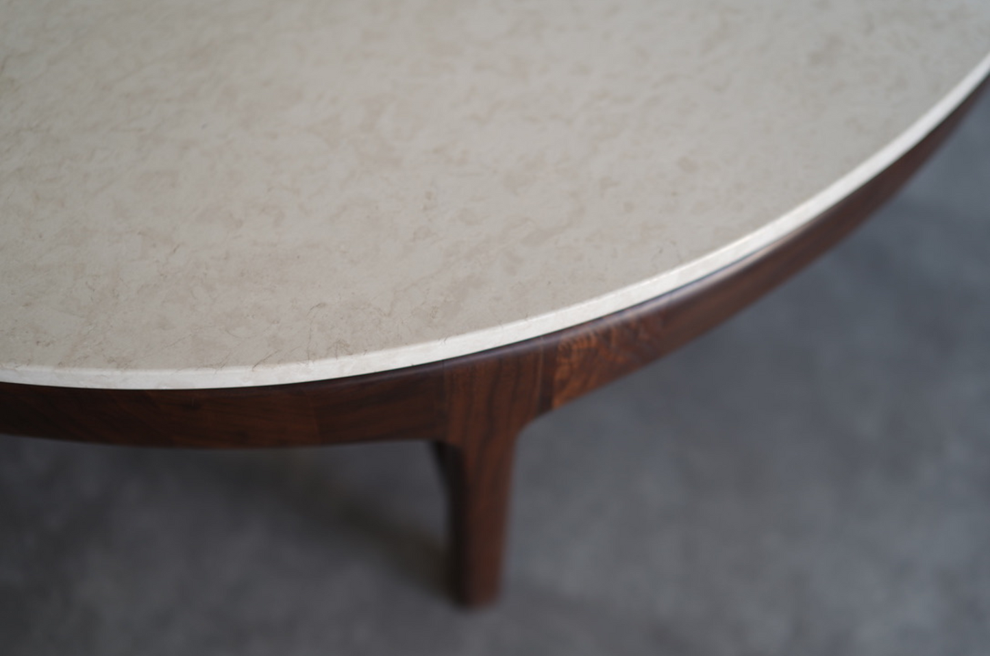 Travertine and Walnut Coffee Table by Erwin Lambeth, C. 1950s