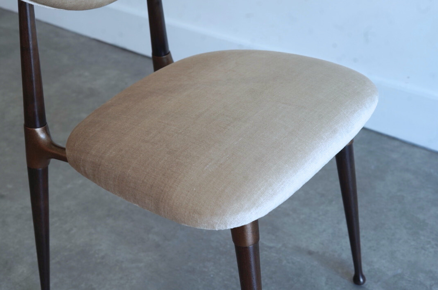 Set of Four Dining Chairs in Chenille and Bronze by Dan Johnson, C. 1950s