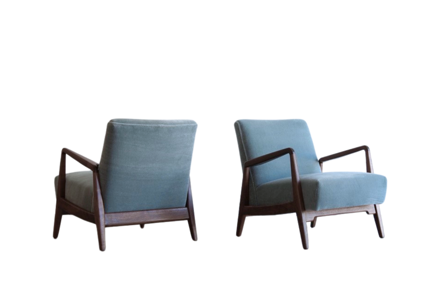 Walnut Lounge Chairs by Jens Risom, C. 1950s