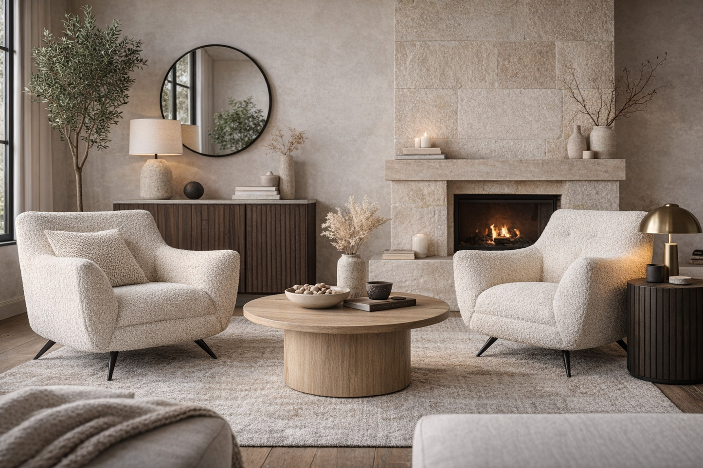 Lounge Chairs by Henry Glass in Oatmeal Bouclé, C. 1950s