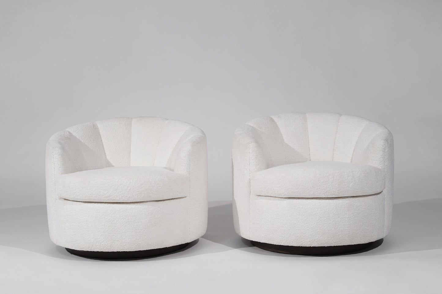 Channel Back Swivel Chairs on Dark Walnut Supports, Directional, C. 1970s