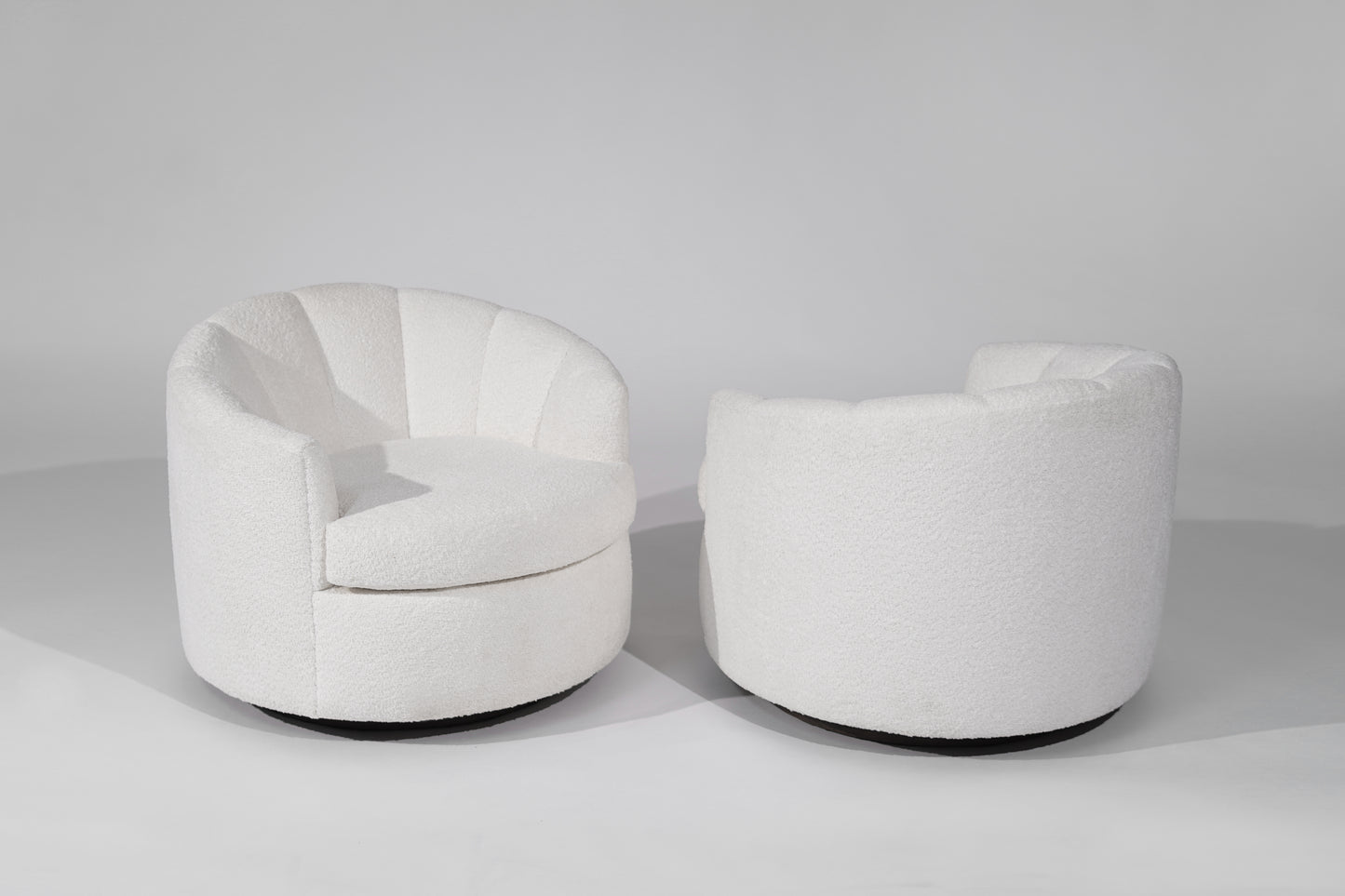 Channel Back Swivel Chairs on Dark Walnut Supports, Directional, C. 1970s
