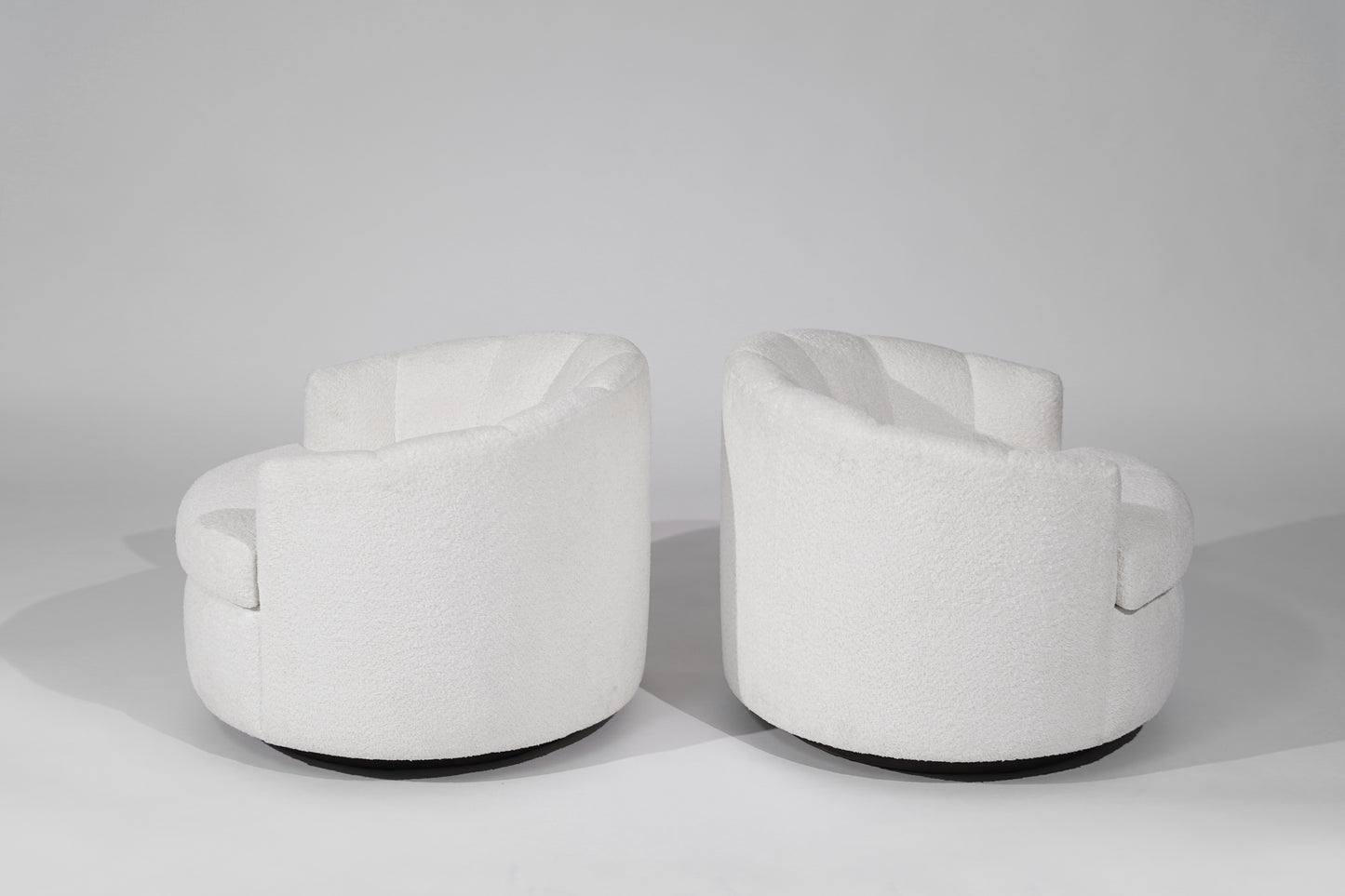 Channel Back Swivel Chairs on Dark Walnut Supports, Directional, C. 1970s
