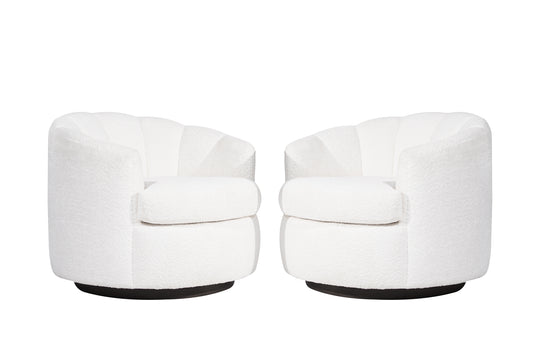 Channel Back Swivel Chairs on Dark Walnut Supports, Directional, C. 1970s