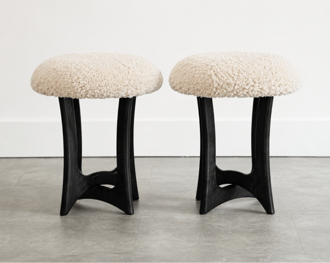 FORMA Stool in Blackout Oak and Shearling