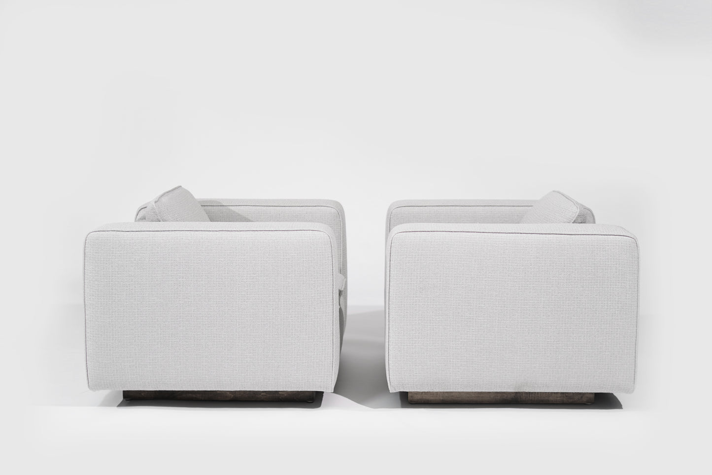 Italian Lounge Chairs in Grey Linen, C. 1950s