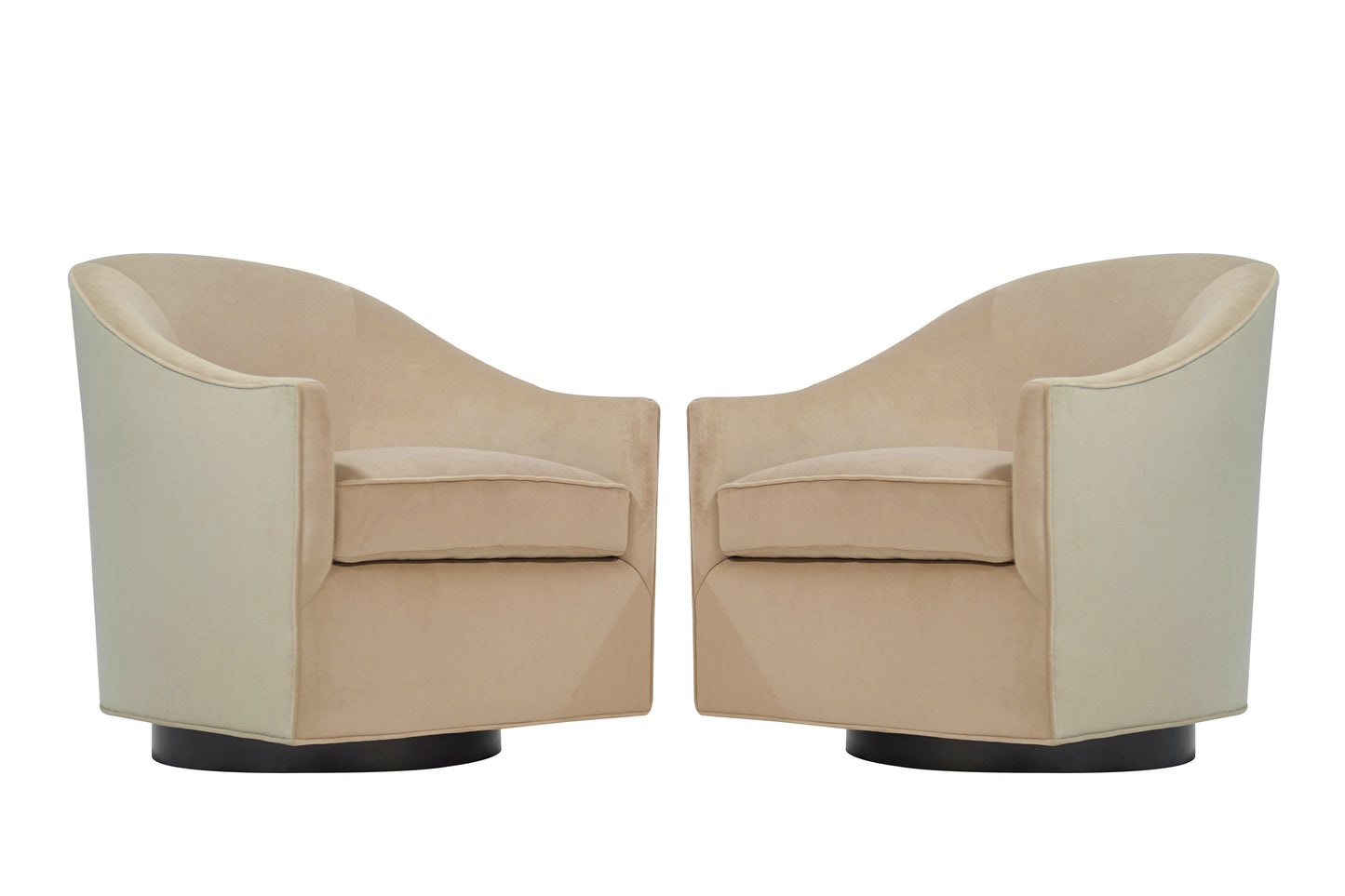 Milo Baughman Swivel Chais on Bronze Supports, C. 1970s