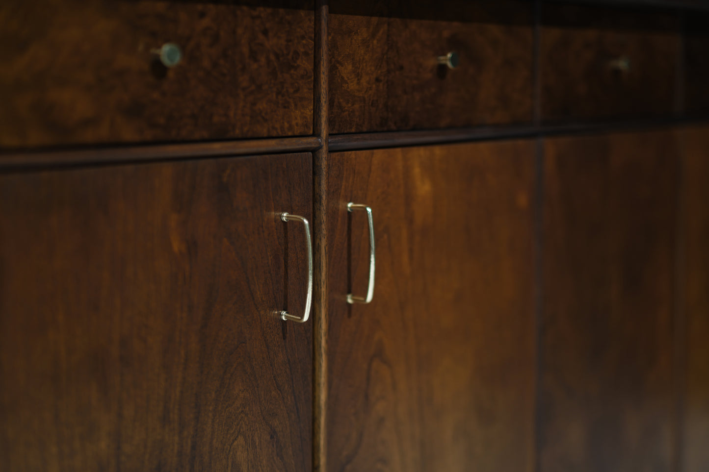Milo Baughman for Directional Walnut Burl Credenza, C. 1960s