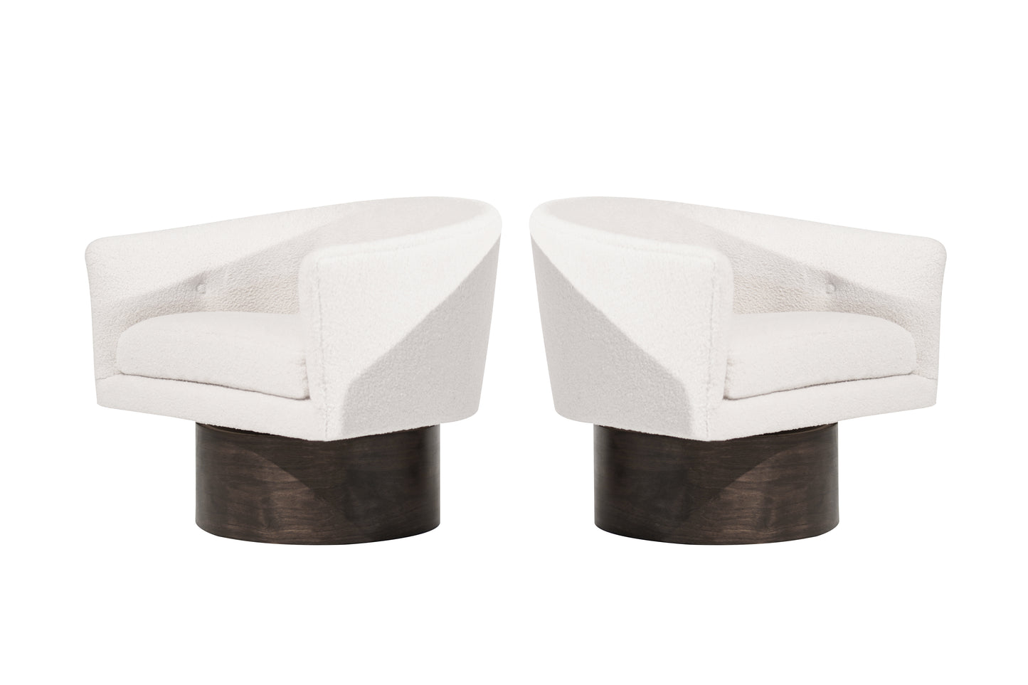 Set of Swivel Chairs on Walnut Supports by Milo Baughman, C. 1970s