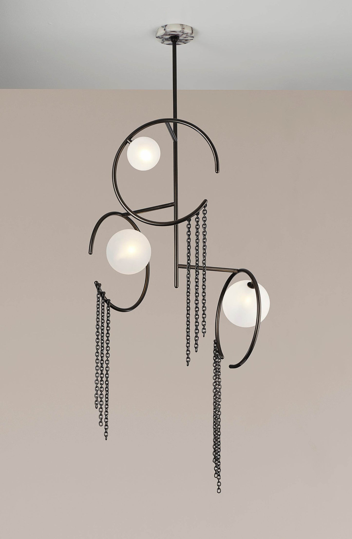 Mitzah Chandelier (Calacatta Marble, Dark Bronze Enamel)