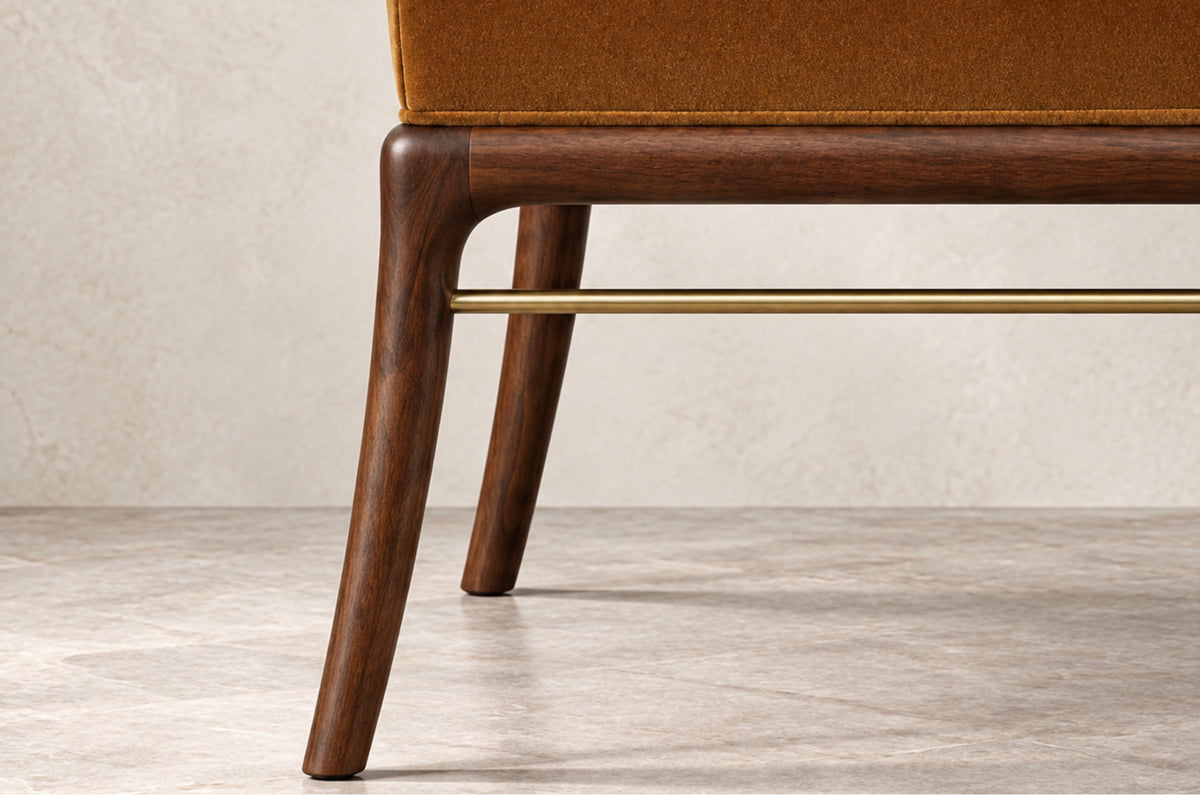 Sabre Leg Bench Series 60 in Special Walnut