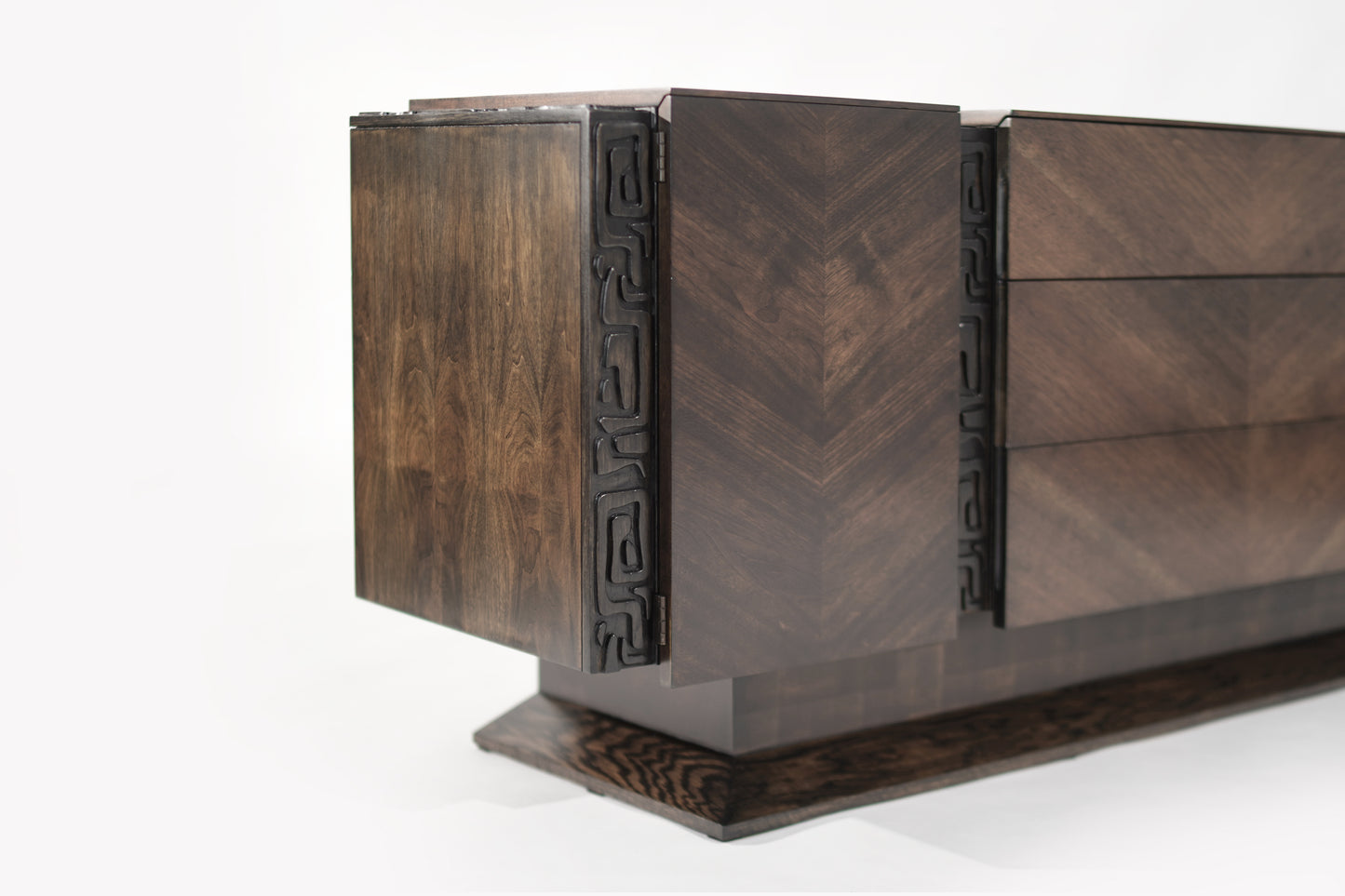 Brutalist Oak & Walnut Bookmatched Dresser, C. 1950s