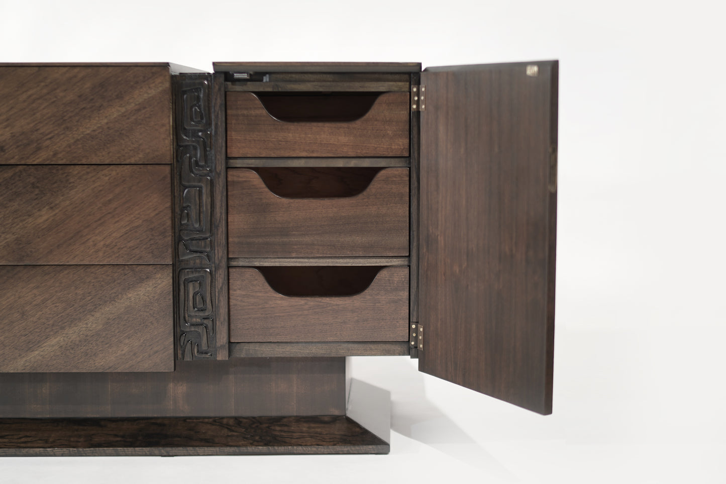 Brutalist Oak & Walnut Bookmatched Dresser, C. 1950s