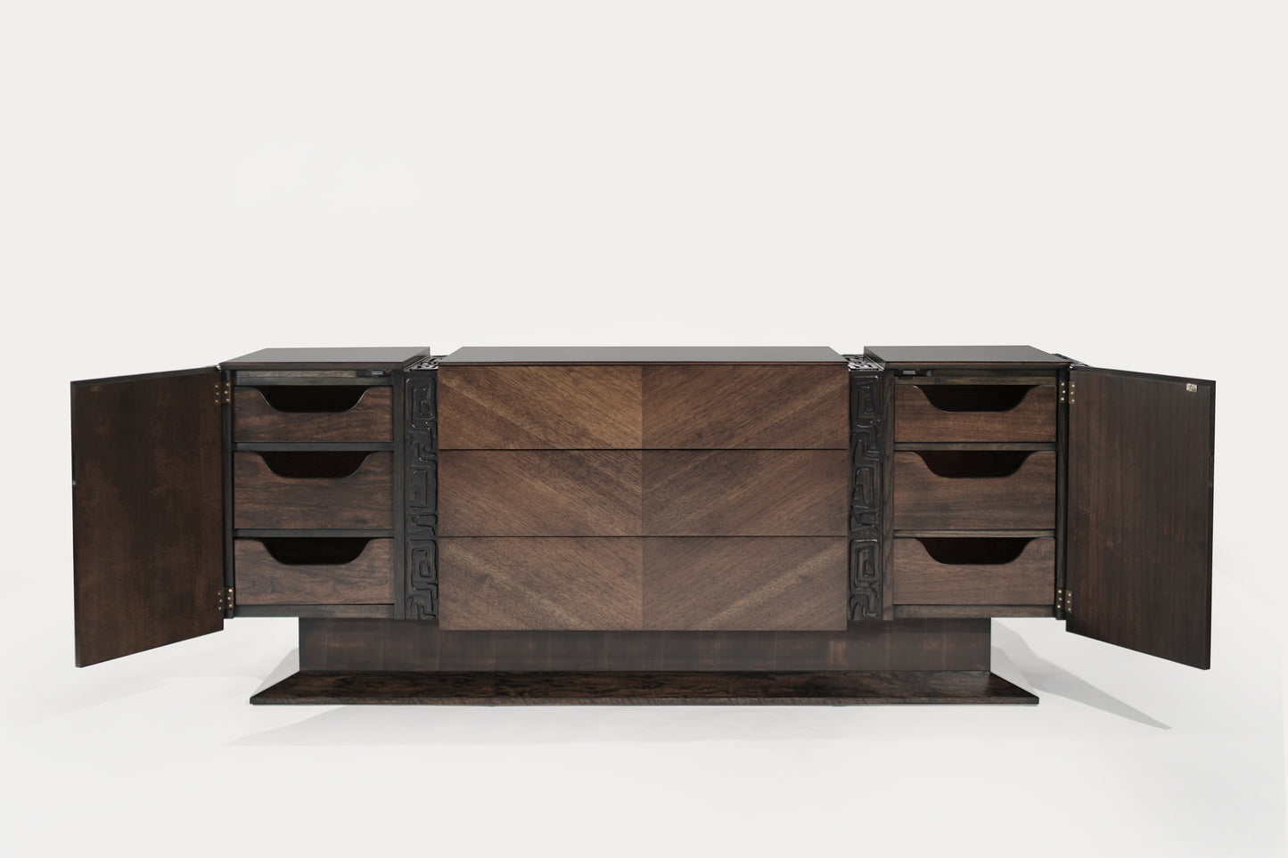 Brutalist Oak & Walnut Bookmatched Dresser, C. 1950s