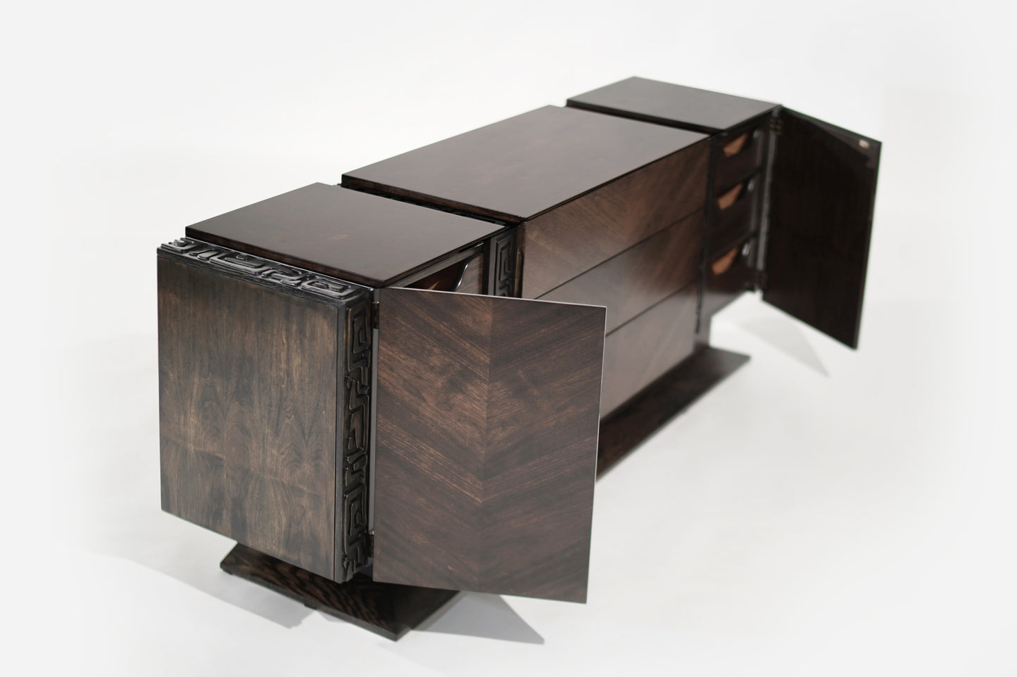 Brutalist Oak & Walnut Bookmatched Dresser, C. 1950s