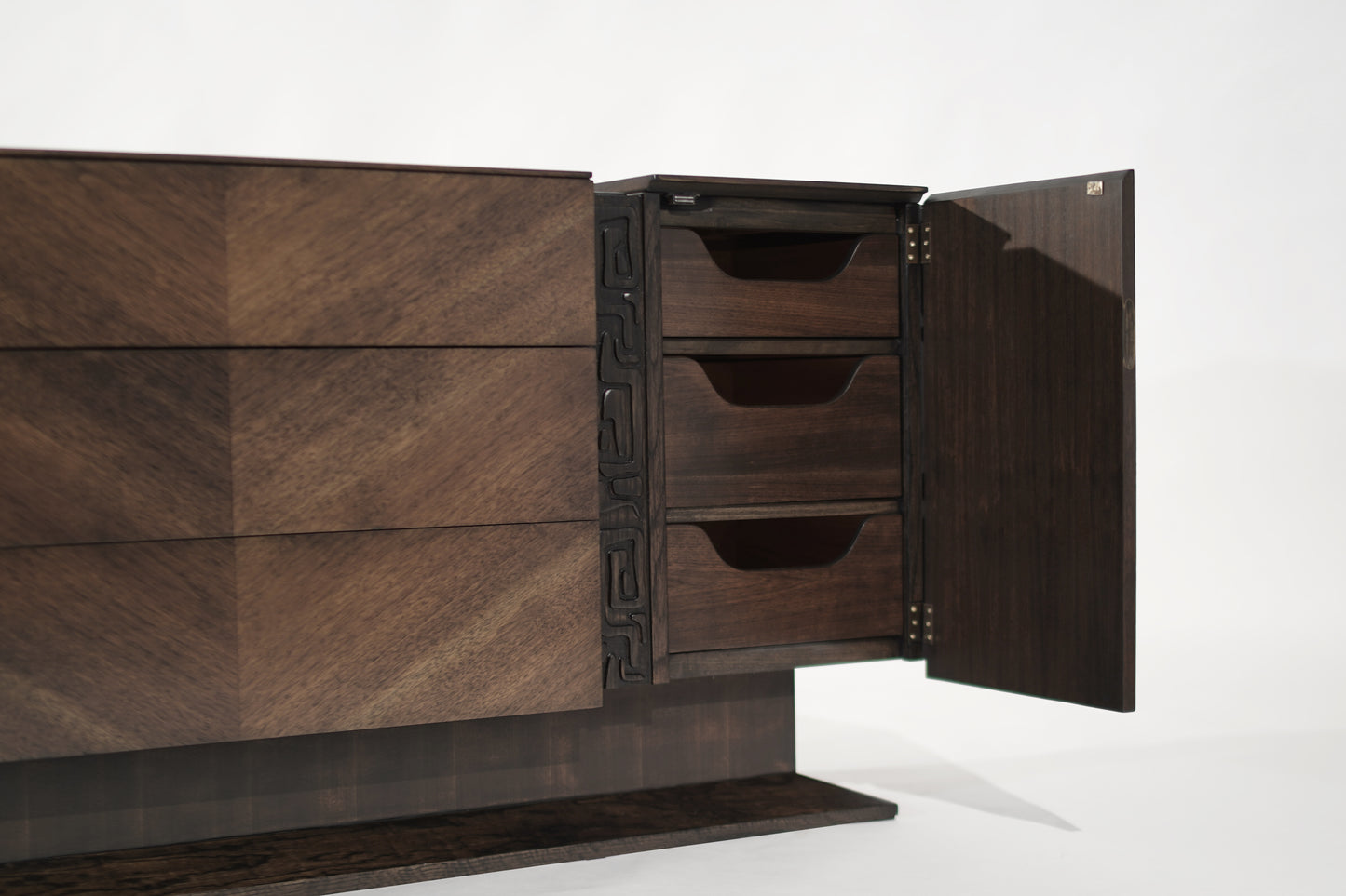Brutalist Oak & Walnut Bookmatched Dresser, C. 1950s
