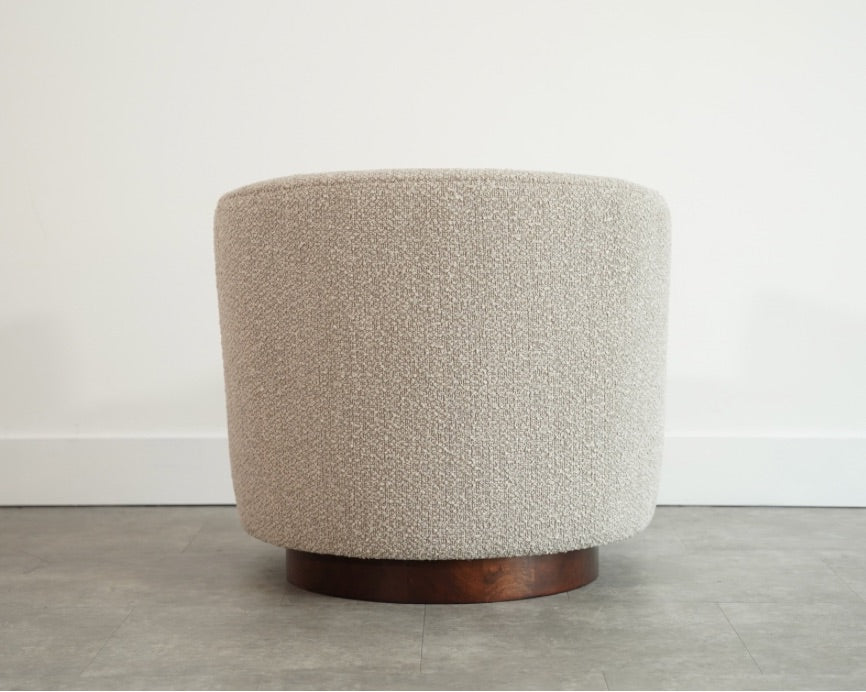 Edward Wormley for Dunbar Swivel Chairs in Mahogany and Taupe Boucle, C. 1950s