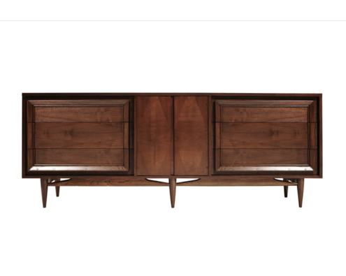 mid century modern credenza dresser Mid-Century Modern Credenza with Brass Accent Pulls, c.1960s