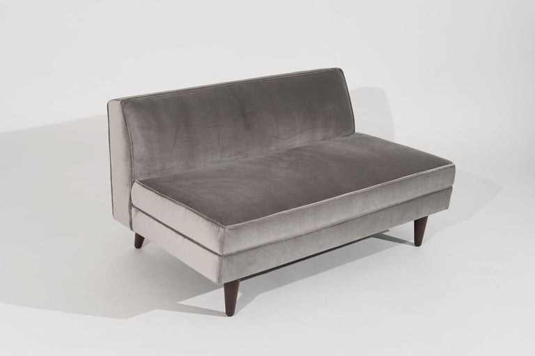 Edward Wormley for Dunbar Loveseat in Grey Velvet, circa 1950s