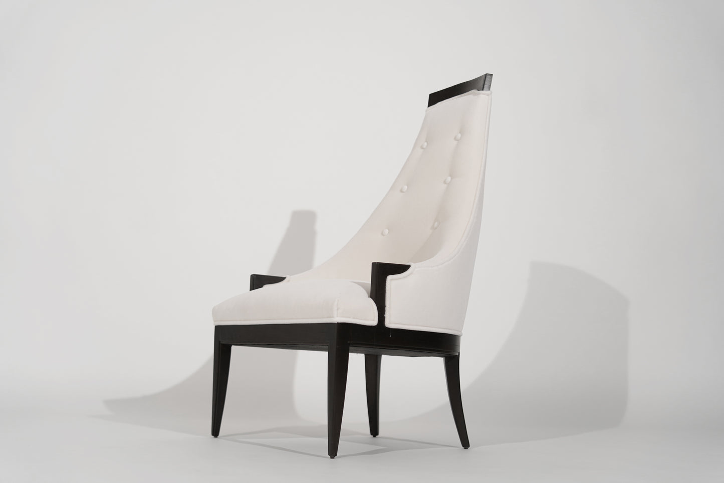 Highback Accent Chair in Ivory Mohair, C. 1950s