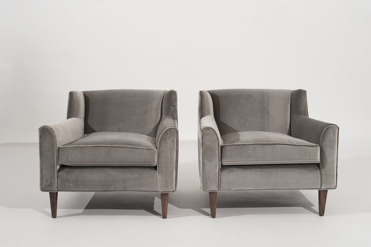 Set of Lounge Chairs in Grey Alpaca Velvet by Edward Wormley, circa 1950s