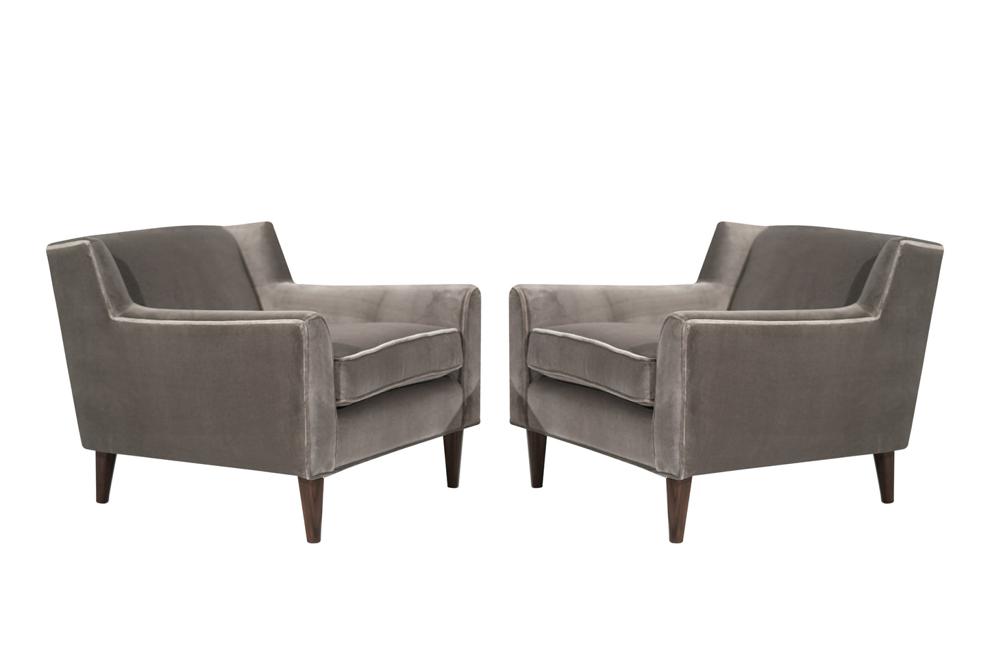 Set of Lounge Chairs in Grey Alpaca Velvet by Edward Wormley, circa 1950s