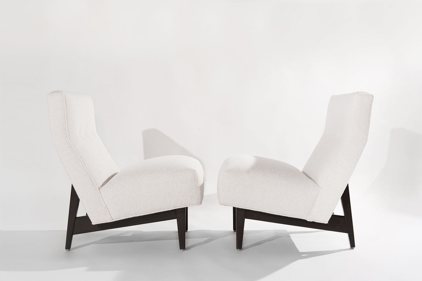 Classic Slipper Chairs by Jens Risom in Bouclé, circa 1950s