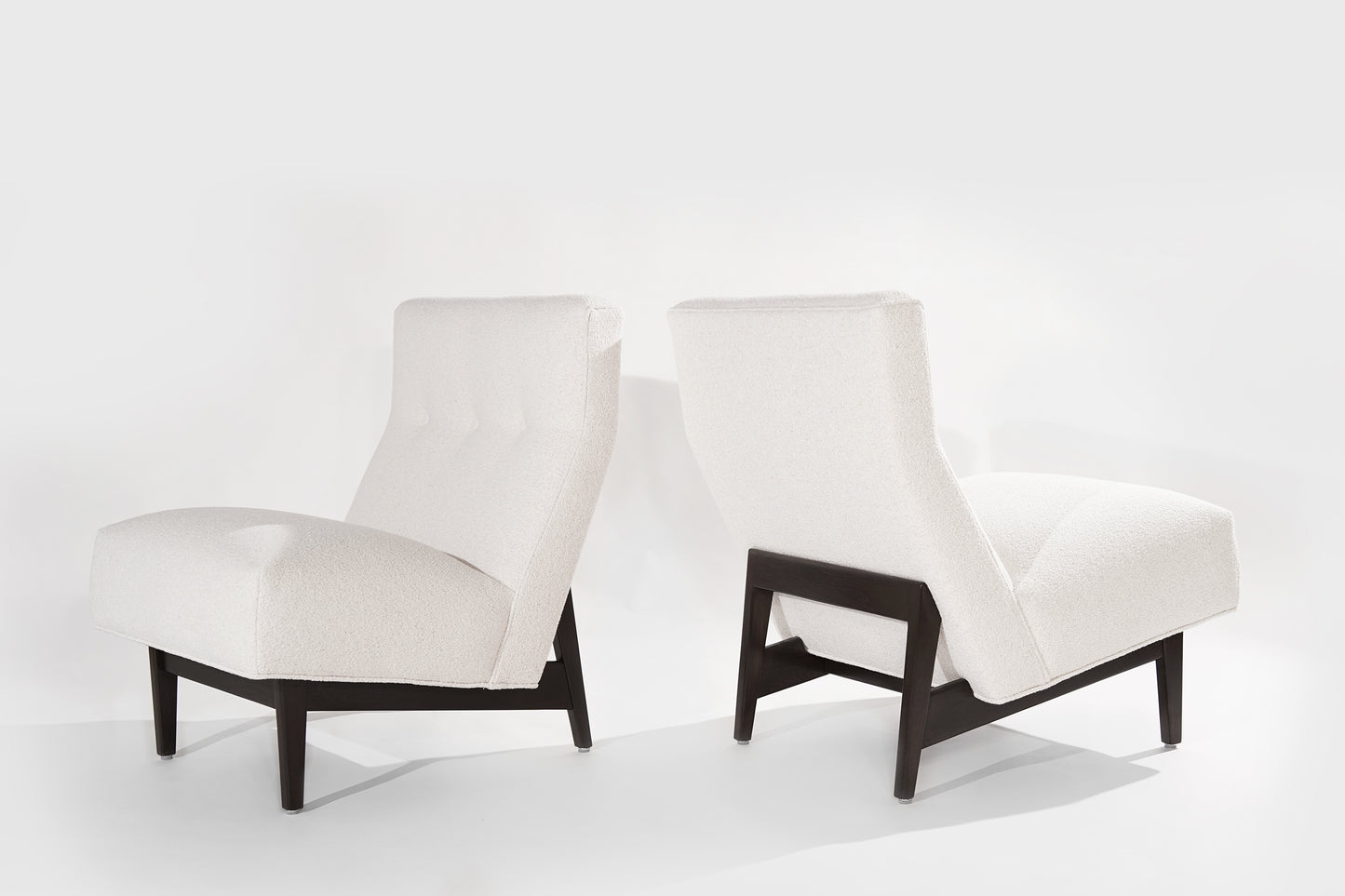 Classic Slipper Chairs by Jens Risom in Bouclé, circa 1950s