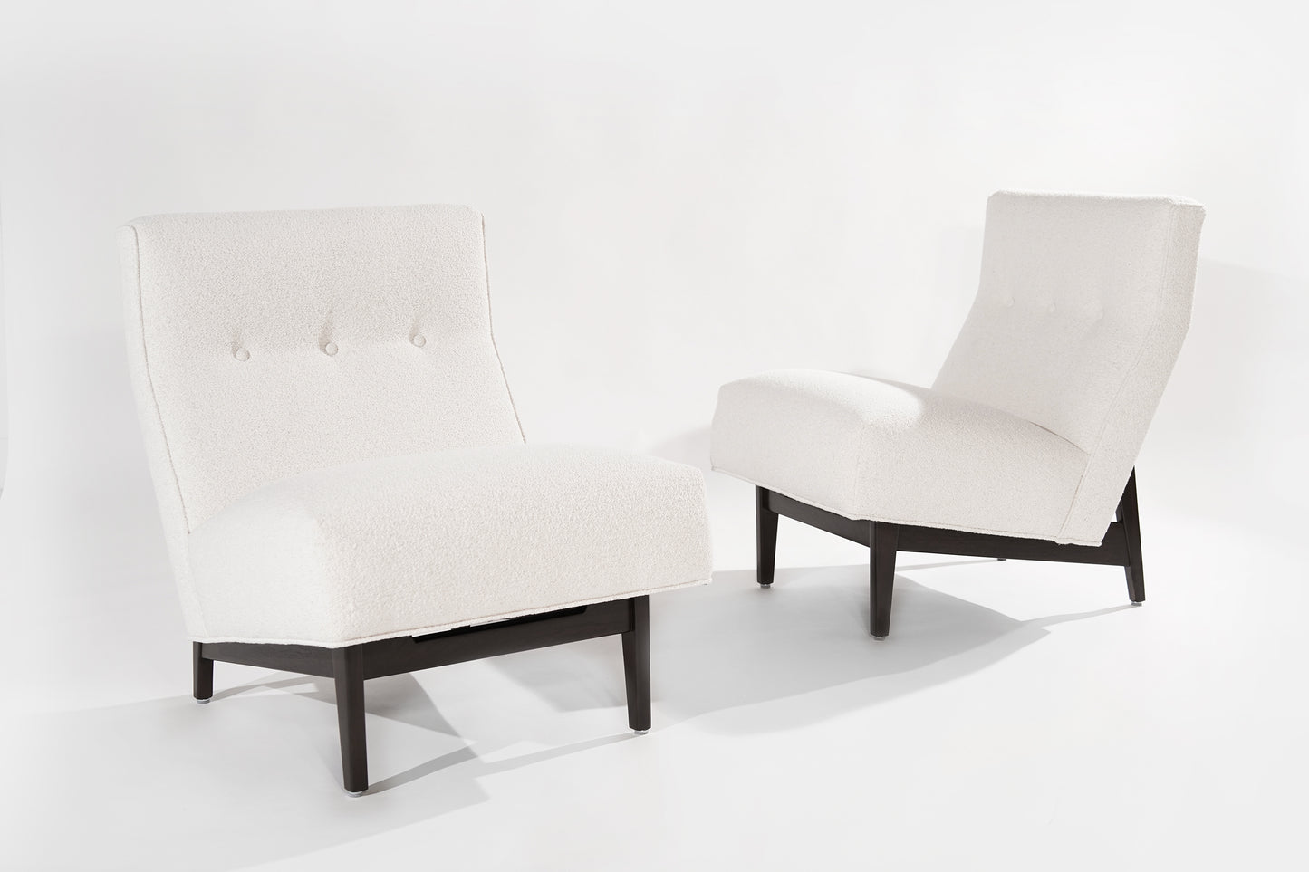 Classic Slipper Chairs by Jens Risom in Bouclé, circa 1950s