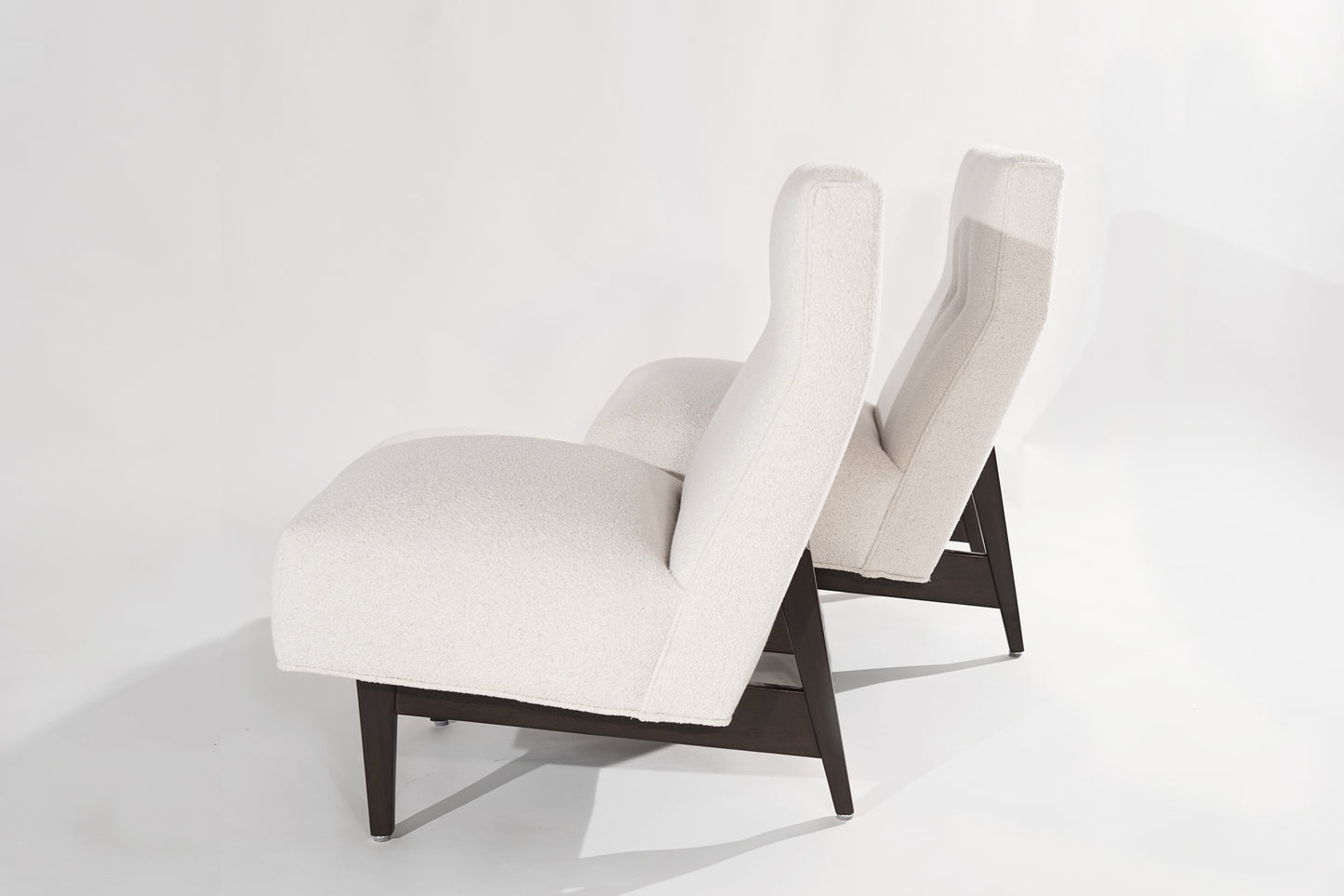 Classic Slipper Chairs by Jens Risom in Bouclé, circa 1950s