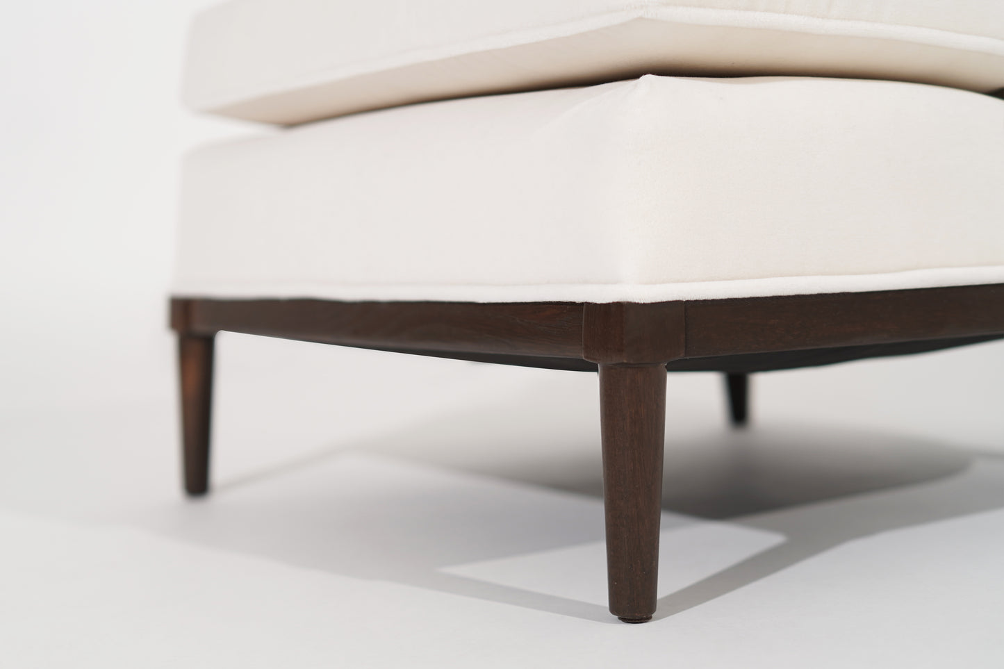 Transitional Slipper Chairs in Ivory Mohair, C. 1950s