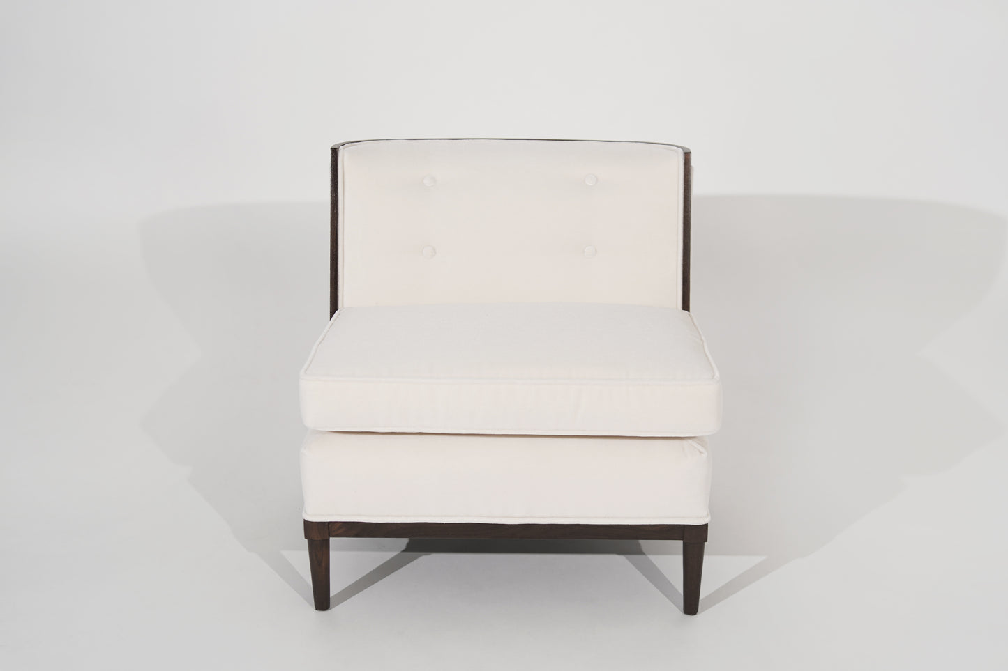 Transitional Slipper Chairs in Ivory Mohair, C. 1950s