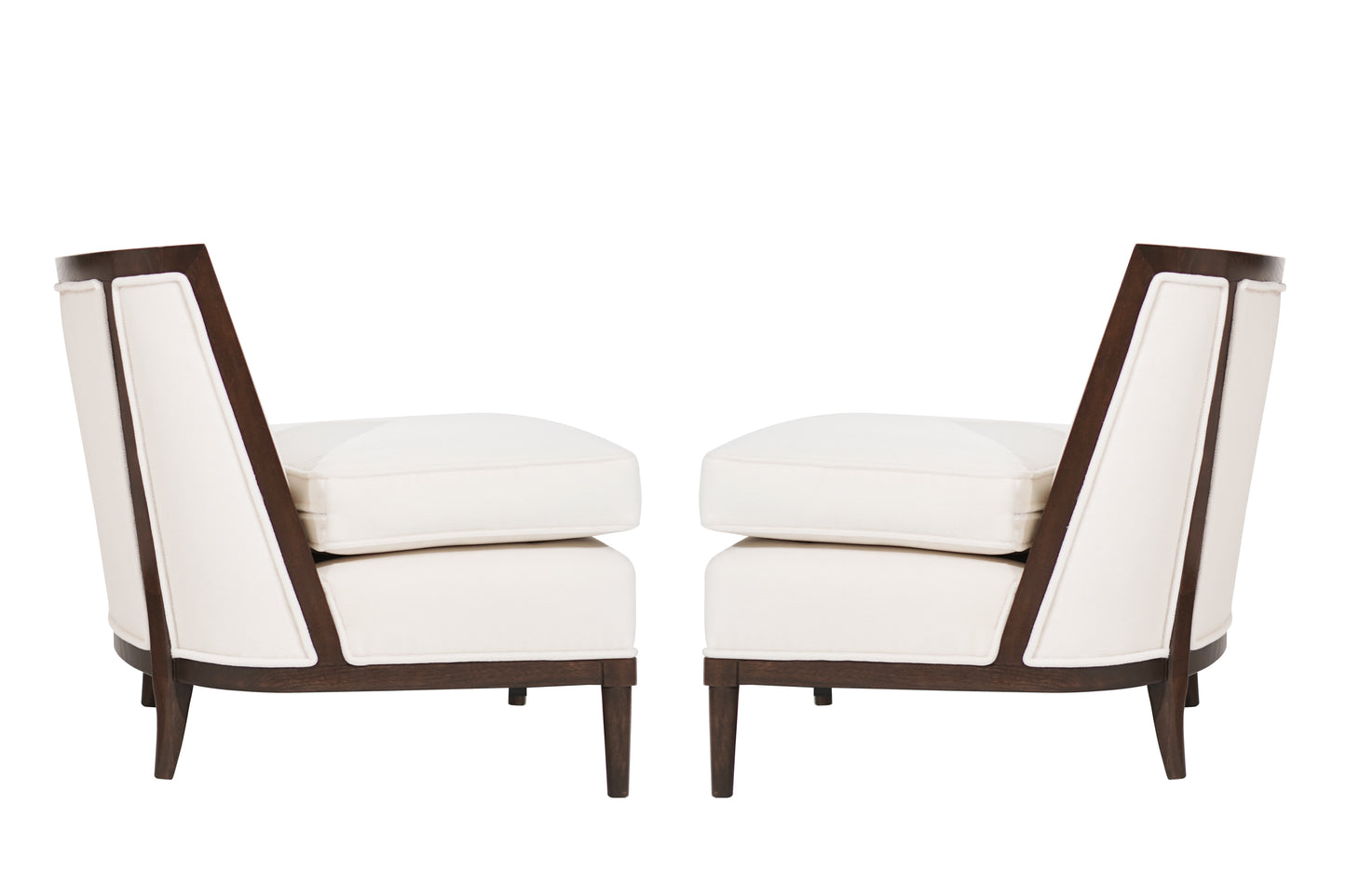 Transitional Slipper Chairs in Ivory Mohair, C. 1950s