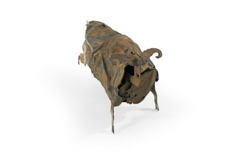 Handcrafted Iron Bull Sculpture, circa 1980s