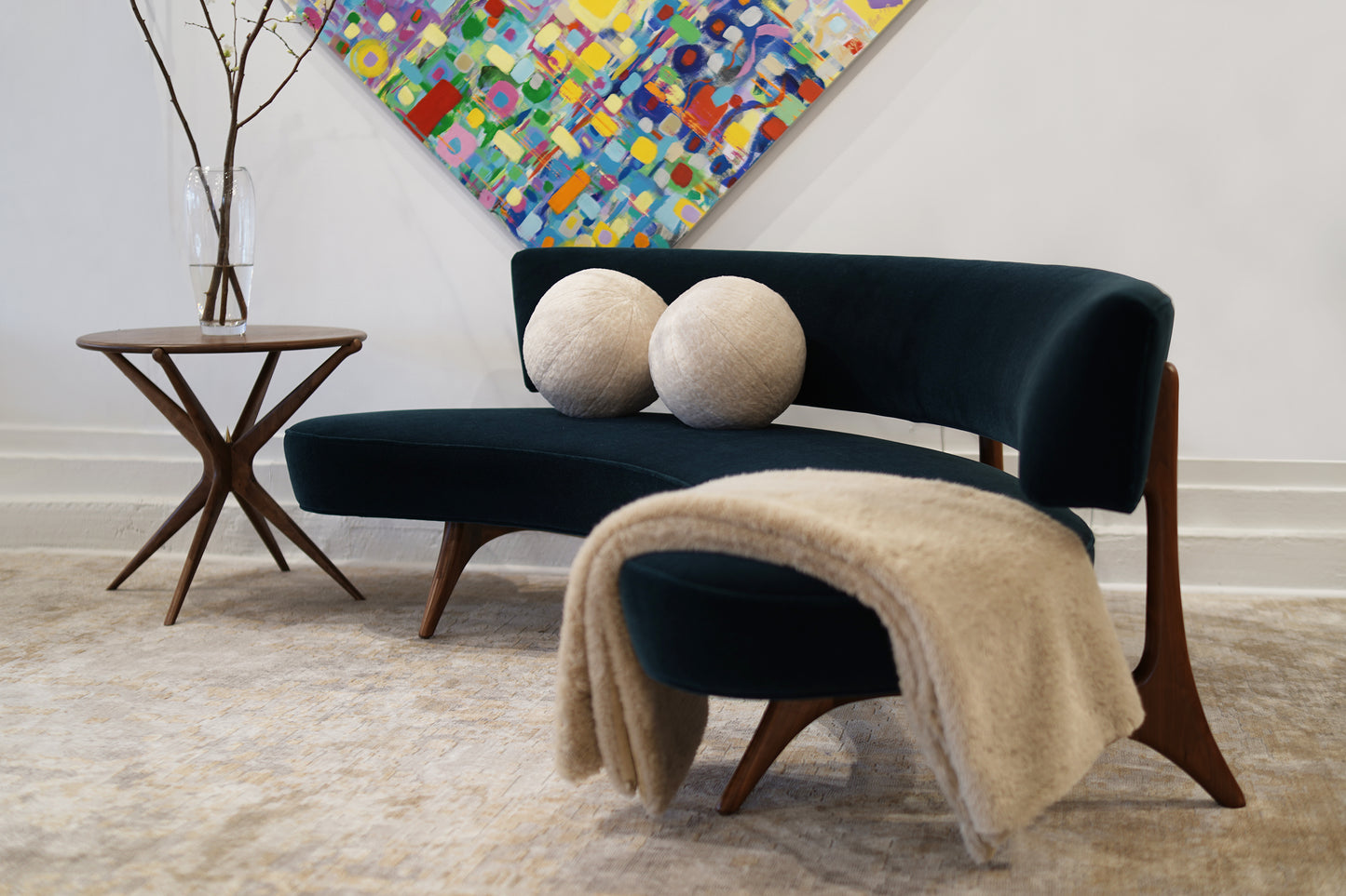 Orb Accent Pillow in Ivory Cream Alpaca by Holly Hunt