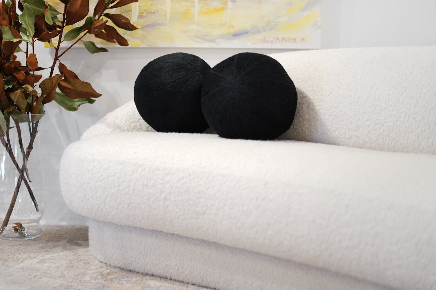 Orb Accent Pillow in Navy Blue Alpaca by Holly Hunt