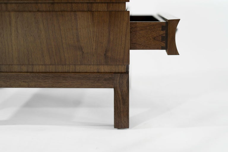 Stacked Bedside Tables in Special Walnut with Burl Wood