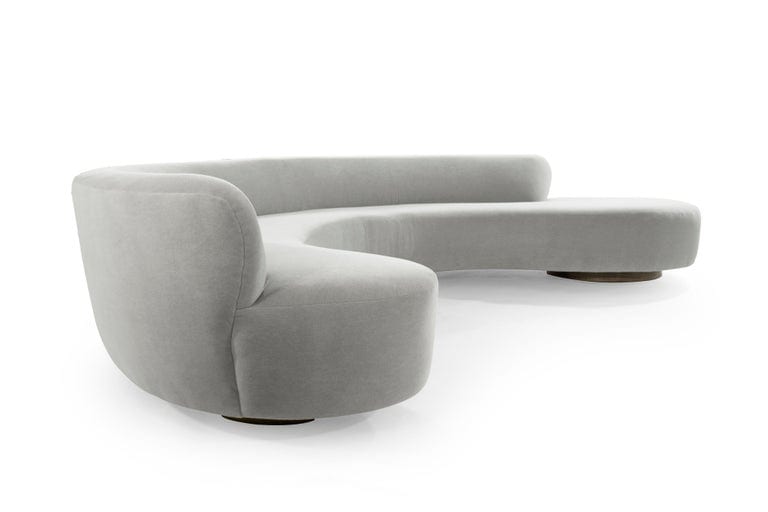 Large Scale Sofa in Grey Alpaca Velvet by Vladimir Kagan