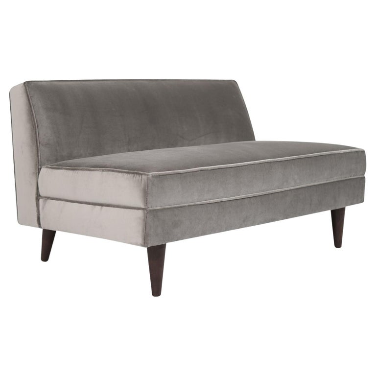 Edward Wormley for Dunbar Loveseat in Grey Velvet, circa 1950s