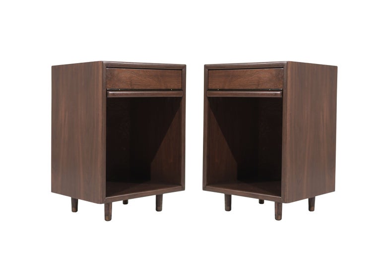 Set of Minimalist Walnut End Tables, C. 1950s