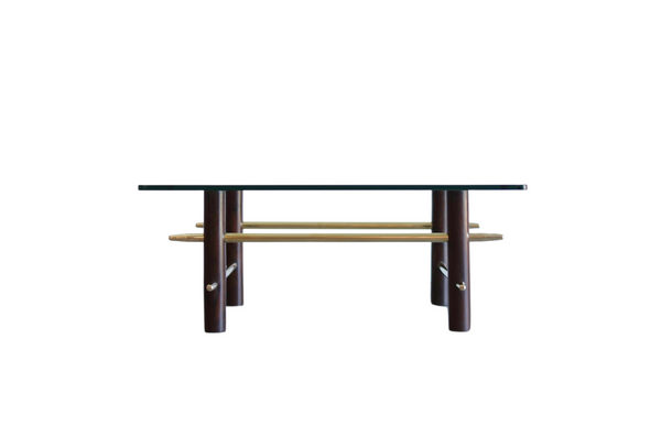 Vintage Mahogany and Brass Coffee Table, C. 1950s