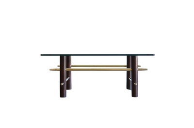 Vintage Mahogany and Brass Coffee Table, C. 1950s