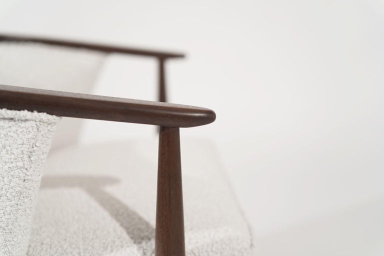 Pair of Exposed Walnut Framework Barrel Lounge Chairs, circa 1960s