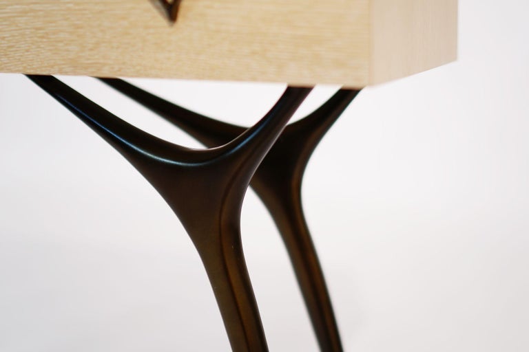 Crescent Console in White Oak and Bronze